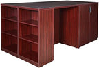 Regency Legacy Stand Up 2 Storage Cabinet/ 2 Desk Quad with Bookcase End- Mahogany