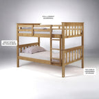 Solid Wood Twin Over Twin Bunk Bed with Ladder and Safety Rails – Durable Pine Wood Kids Bed Frame, Available in White, Grey, and Honey Finishes