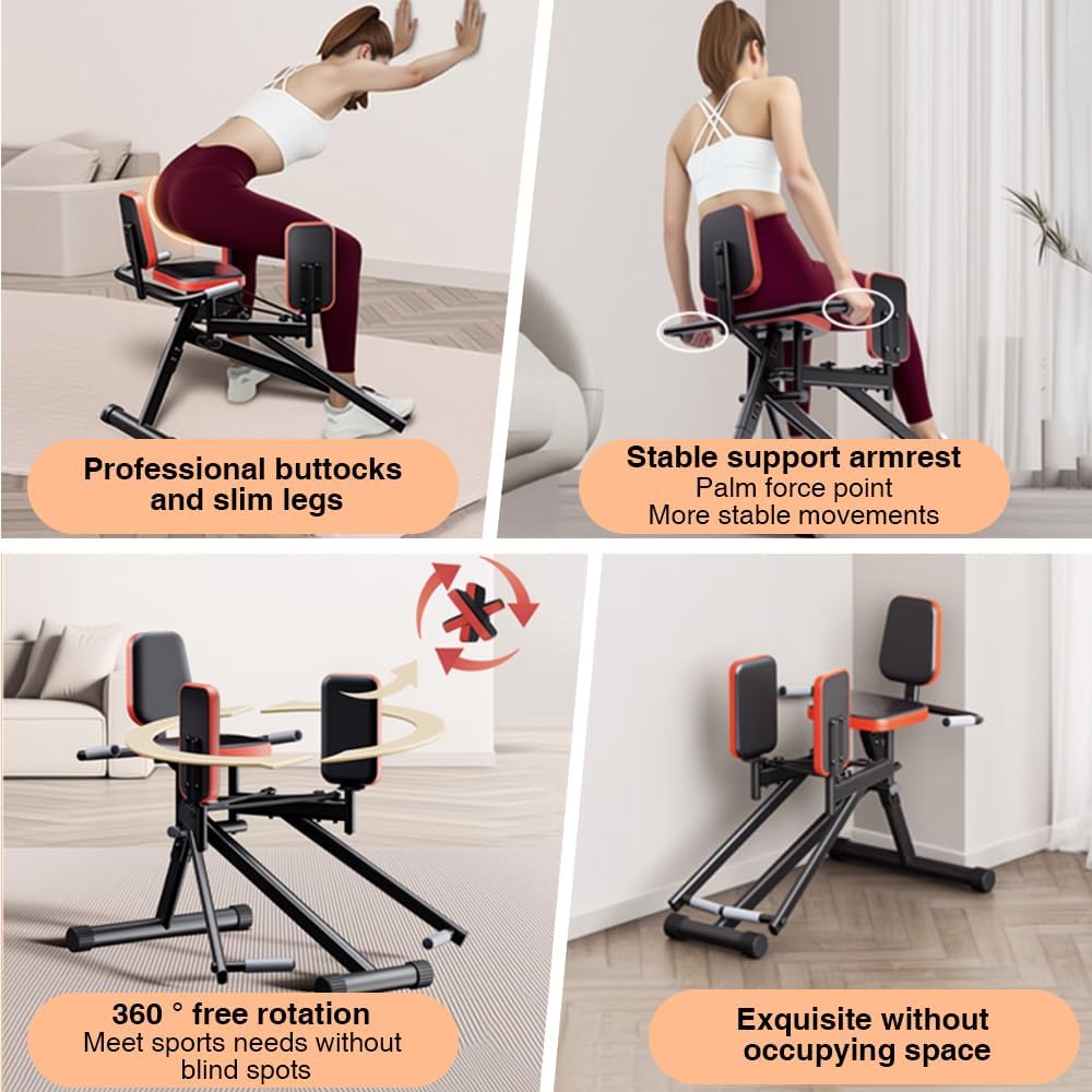 Hip Abduction & Glute Exercise Machine – Home Gym Thigh and Booty Workout Equipment for Women & Men – Compact Abductor Trainer with Adjustable Resistance & 35 lb Resistance Band