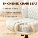 GTPLAYER Leather Office Chair, Home Desk Chair with Flip-up Arms and Ergonomic Back - Comfy Heavy Duty Executive Chair for Home Office Gaming, White