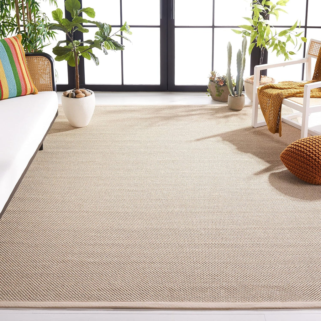 SAFAVIEH Area Rug 10x14 - Natural Fiber Collection - Large - Marble & Beige, Sisal, Woven Design with Border (NF143C)