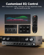 Donner Stereo Receivers Home Audio Amplifier  Premium 1000W Peak Power 4 Channel Amplifier with Bluetooth 5.0  USB  FM  2 Mic-in  Echo  RCA  Optical/Coaxial Input for Home  Karaoke  Theater Speakers
