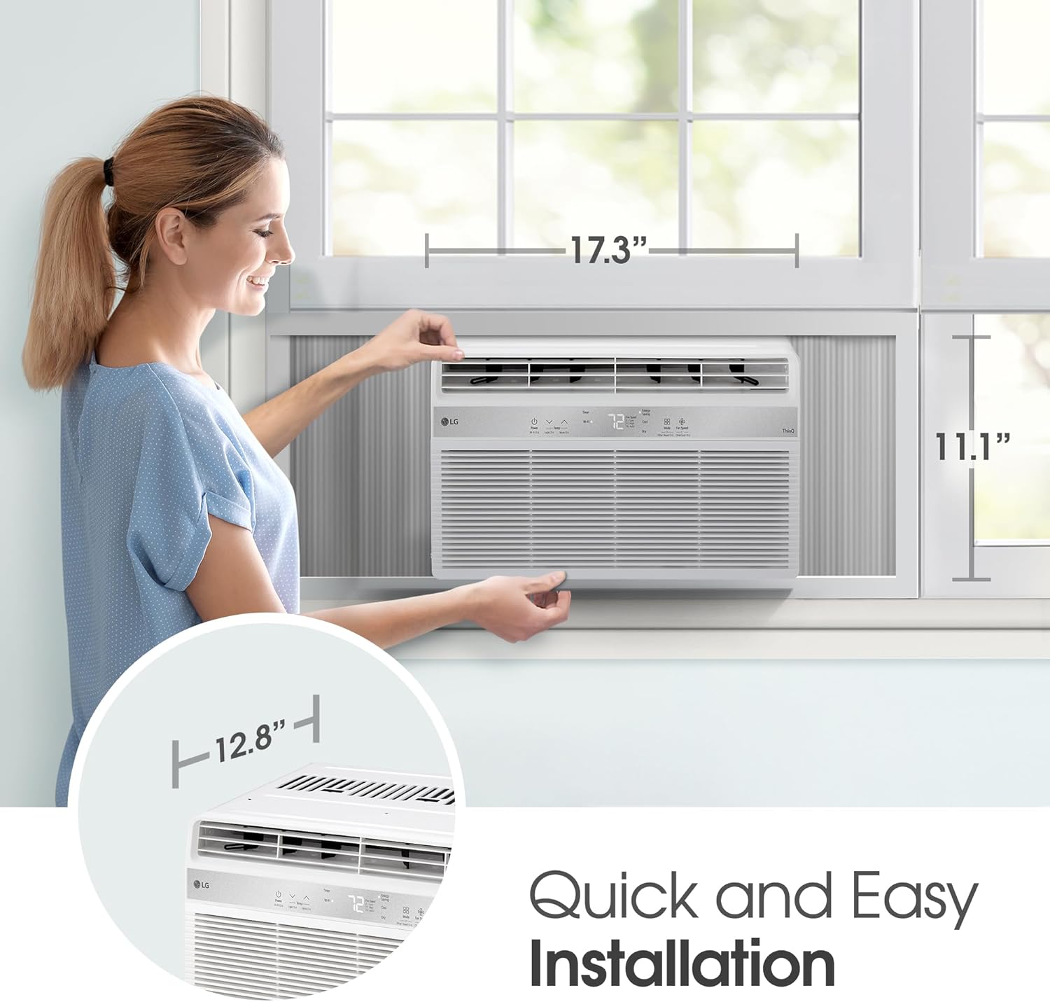 LG 6000 BTU Window Air Conditioner2024 New Remote Control, WiFi Enabled works with LG ThinQ, Alexa, Hey Google, Washable Filer Ultra-Quiet Cools Small Room up to 250 Sq.Ft AC Unit White LW6024RSMX