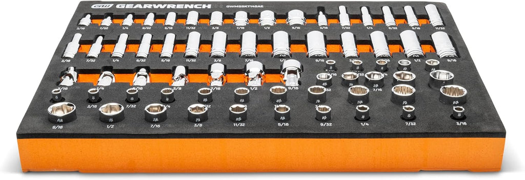 GEARWRENCH 68 Piece 1/4” Drive Master SAE Socket Set in Foam Storage Tray - GWMSSKT14SAE