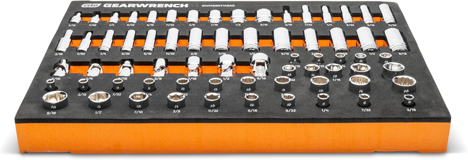 GEARWRENCH 68 Piece 1/4” Drive Master SAE Socket Set in Foam Storage Tray - GWMSSKT14SAE