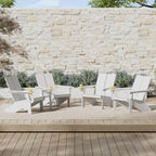 Costaelm Lawn Chairs, Front Porch Chairs HDPE Balcony Pool Adirondack Chair, Modern Outdoor Patio Chair, Garden Resin Lounge for Outside (Set of 4), White