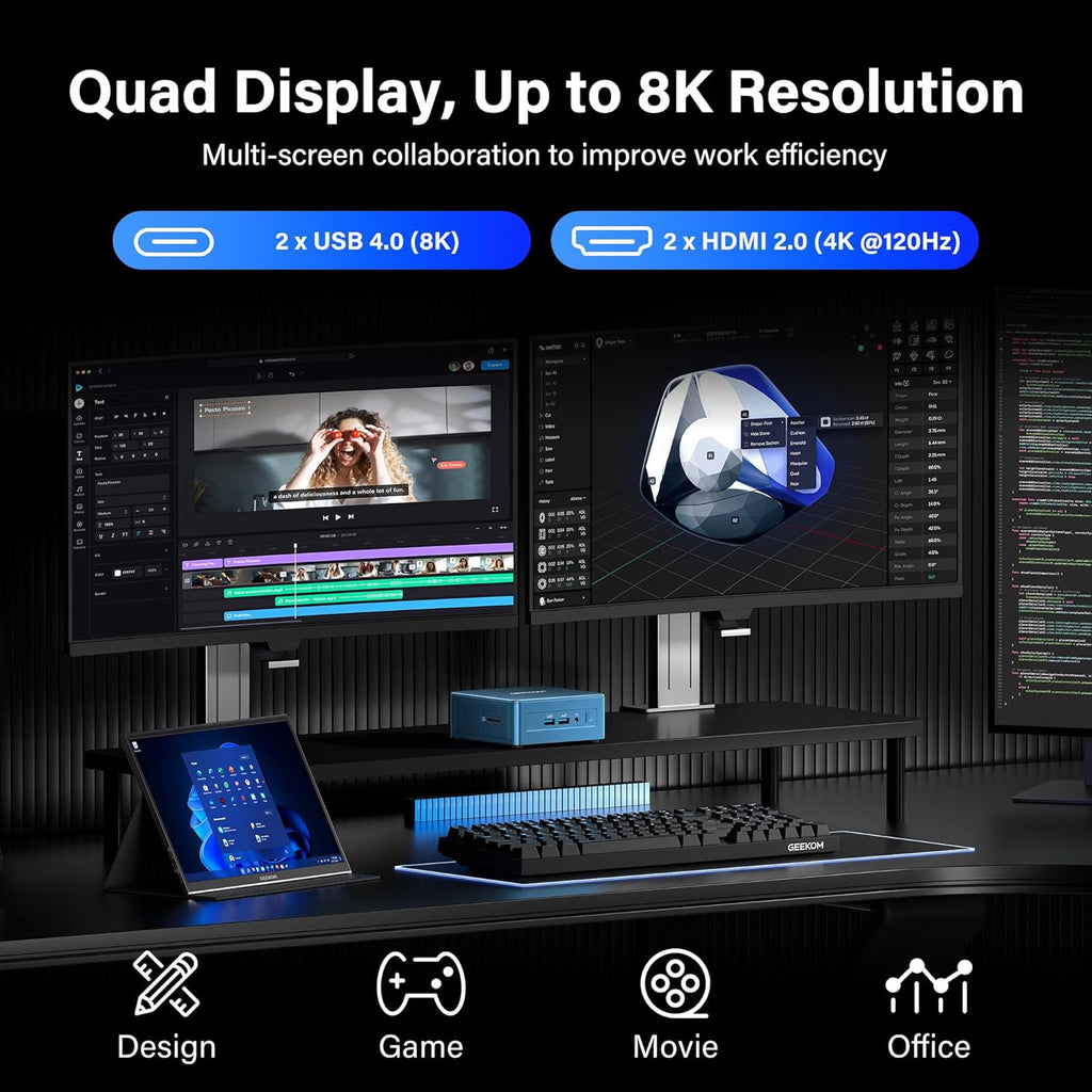 GEEKOM Mini PCBusiness Cost-Saving Star IT12(3-Year Coverage) with 12th Gen Intel i5-12450H Mini Computers 16 RAM/512GB SSD(Not LPDDR) Windows 11 Pro Desktop PC (Low-Power) Dual USB 4/8K(UHS-II)