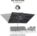 PURPLE LEAF 10' × 13' Patio Umbrella White Cantilever Umbrella Aluminum Square Outdoor Offset Umbrella Hanging Windproof with 360° Rotation for Garden Deck Pool, Light Grey