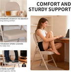YLGJ&TIDY Set of 4 Folding Chairs with Padded Cushion and Steel Legs Portable Foldable Chairs Metal Folding Chair for Outside Indoor Dining Room Office Party, No Assembly, Beige