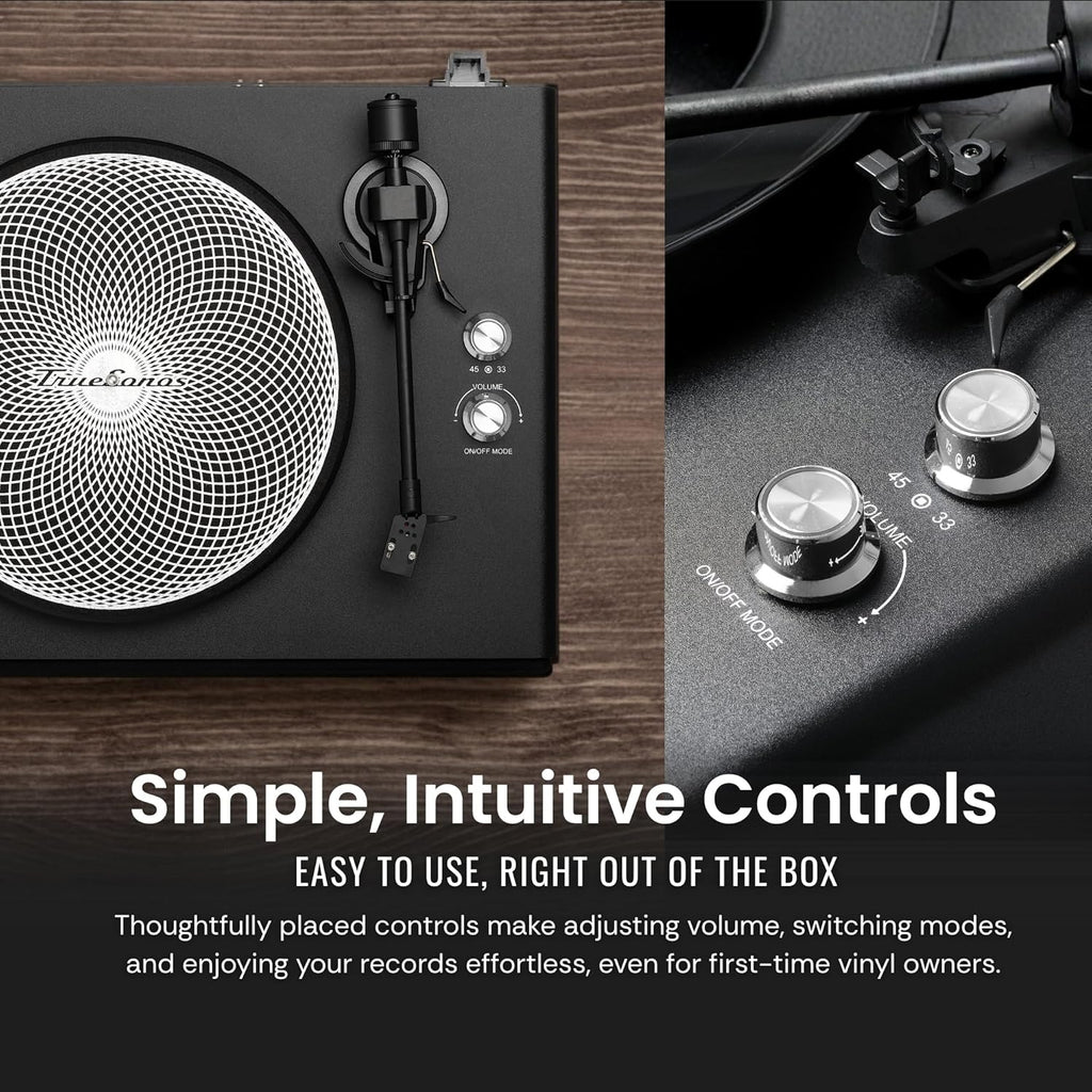 Hi-Fi Record Player with Speakers | Premium Vinyl Turntable with Bluetooth Capability | Built-in 4-Speaker Stereo System for Music Fans  Walnut Veneer+ Silver Trim