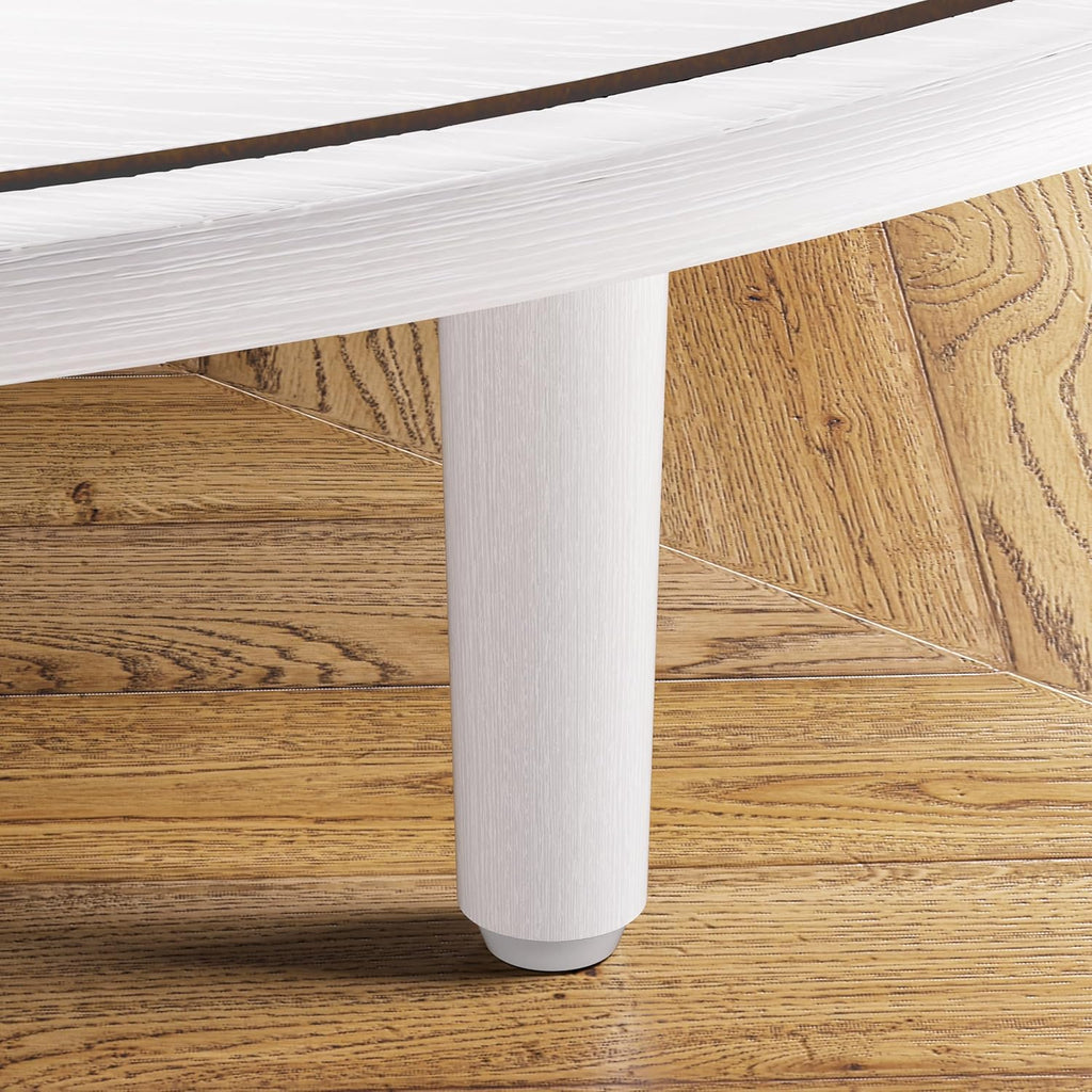 Round Coffee Table, 31.5" Fluted Center Table with Storage, Lift-Top Coffee Table with Adjustable Footpads, Sliding Door, Mid-Century Modern Center Table for Living Room, Small Space (White)