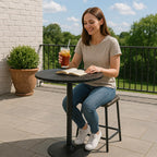Magshion 23.5'' Round Adjustable Height Wood Bar Pub Table Adjustable Range 27.5"-36" Living Room Dining Room Bar Cocktail Table