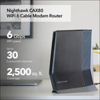 NETGEAR Nighthawk Cable Modem and WiFi 6 Router Combo (CAX80) - Compatible with All Major Cable Providers incl. Xfinity  Spectrum  Cox - Cable Plans up to 6Gbps - AX6000 WiFi 6 Speed - DOCSIS 3.1