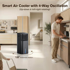 24" Windowless Portable Air Conditioner, 15H Timer & 120°Oscillation, 3-IN-1 Portable AC Unit with Remote, 2-Gal Tank, 3 Modes & 3 Speeds, Ultra-Quiet Ventless Swamp Cooler for Home Office, Black