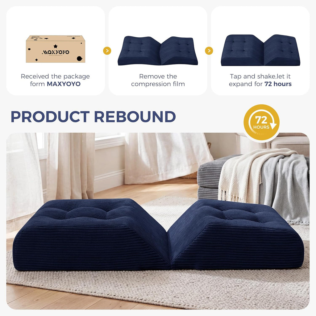 MAXYOYO Living Room Accent Chair, Modern Chair with Sturdy Metal Frame & Wood Armrests, Upholstered Reading Chair with Upholstered Cushion for Bedroom Balcony Porch, Navy