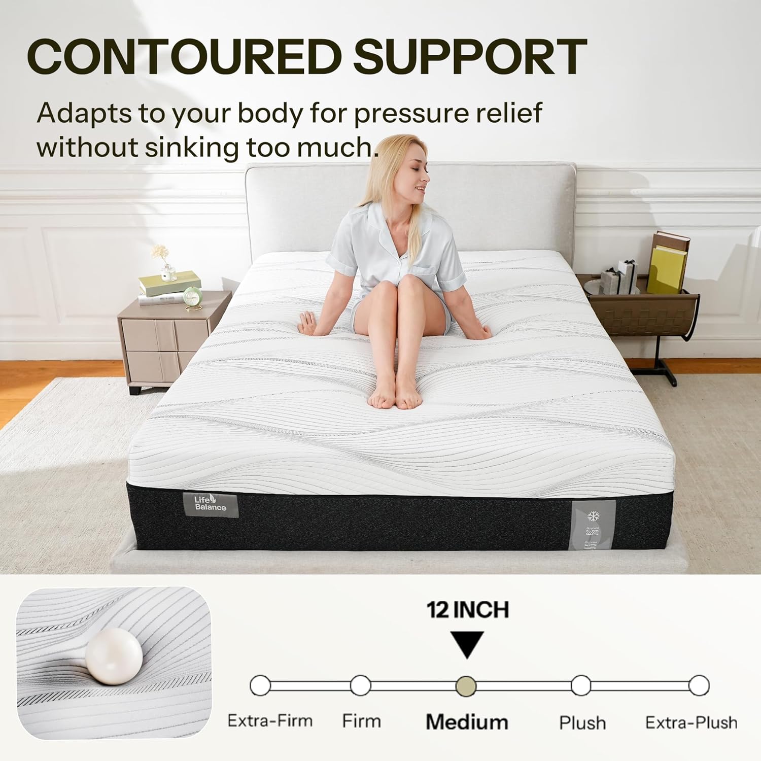 Queen Mattress,12 Inch Gel Memory Foam Mattress Made in USA,Graphene & Green Tea Particles Infused,Plush Euro Top,Motion Isolation,Pressure Relief,Fiberglass Free,CertiPUR-US Certified Foam