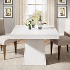 Tribesigns Square Dining Table for 4, 31.5-Inch Small Kitchen Table with Sturdy Pedestal Base, Farmhouse Dinner Table for Dining Room, Living Room, Kitchen, White