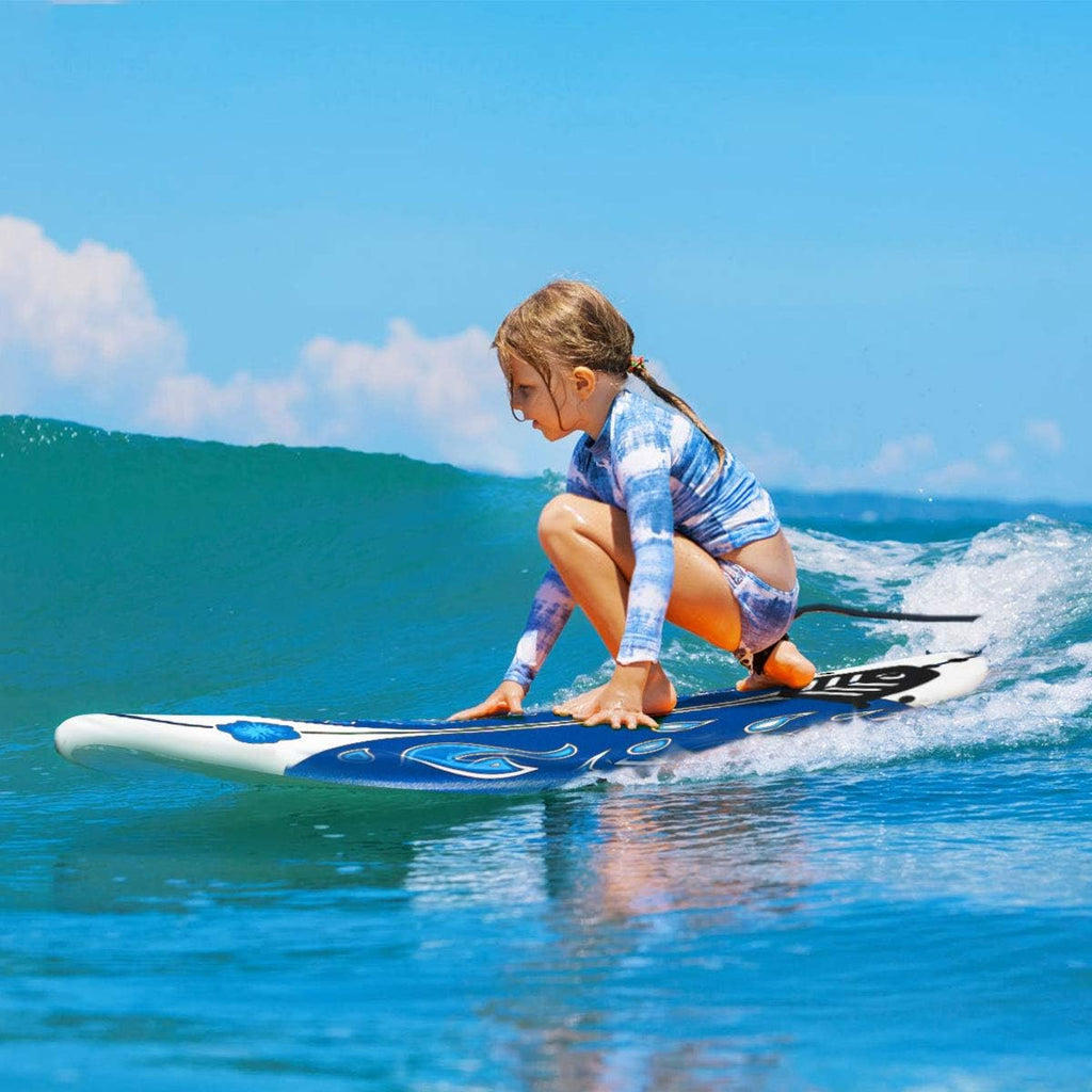 KOTEK 6' Surfboard, Surfing Board with 3 Removable Fins, Safety Leash, EPS Core & EPE Deck, Lightweight Surf Board for Teenagers, Adults, Beginners