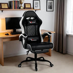 Gaming Chair for Adults, Computer Chair with Footrest and Pocket Spring Cushion,Comfortable Ergonomic Video Game Chair with Lumbar Support and Headrest for Office Home (White)