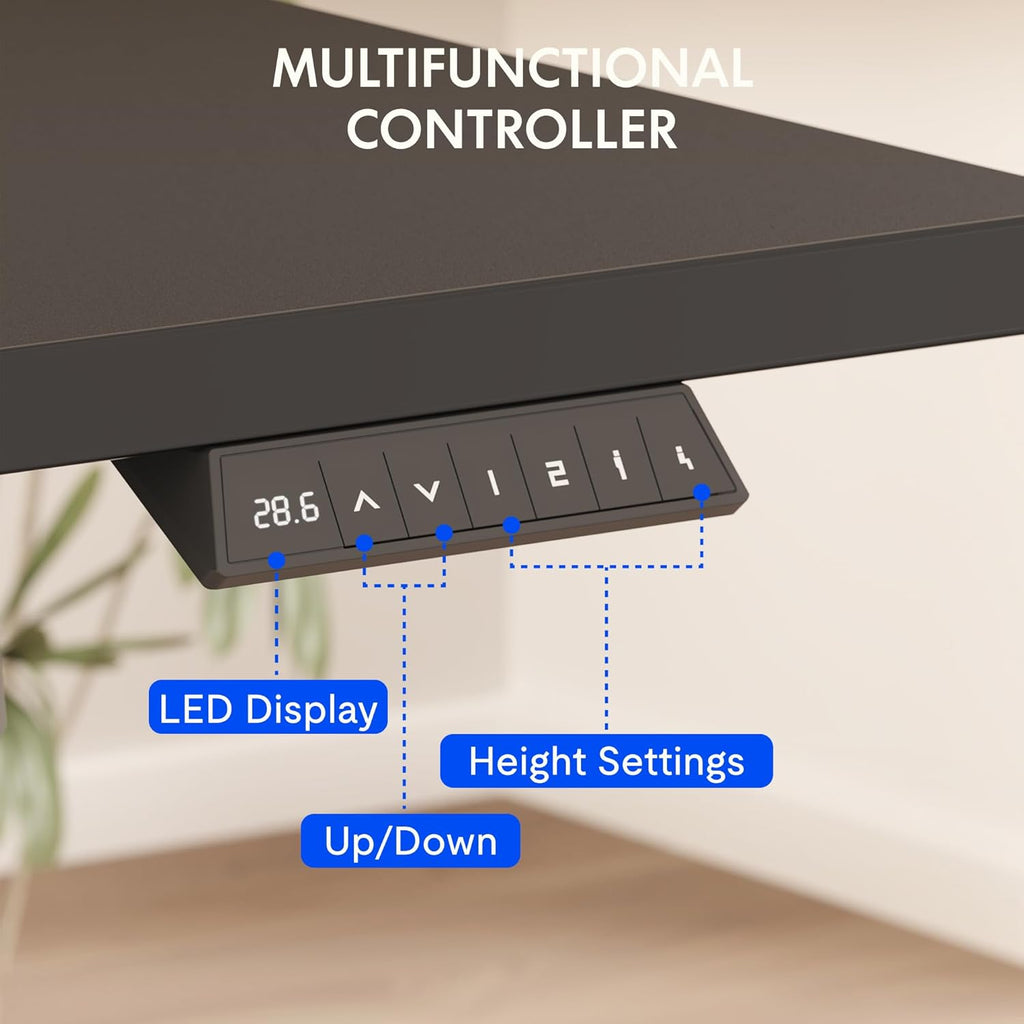 FLEXISPOT EN2 Whole-Piece Standing Desk with Clamp Power Strip, 55 x 28” Electric Stand Up Height Adjustable Desk with Cable Management (Black Frame + 55" Black Top, 2 Packages)