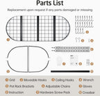 KES 48 Inch Large Hanging Pot Rack, Heavy Duty Oval Pot and Pan Hanging Rack Ceiling Mount, Pot Pan Hangers for Kitchen with 20 Hooks, Matte Black, (For 16" and 24" Joist Mount), KUR225S122-BK
