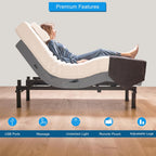 Twin XL Adjustable Bed Base | Dual Massage | USB Ports | Zero Gravity | Anti-Snore | Memory Positions | Under Bed Lighting | Wireless Remote | Zero Clearance