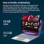 Morostron 13.5-inch Portable Touchscreen Laptop  (16GB RAM  512GB SSD)  3K (3000×2000) IPS  Celeron N5095 Processor up to 2.9 GHz  Backlit Keyboard  Fingerprint Unlocking  Win 11 Pro