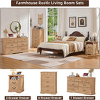 6 Drawer Dresser,Farmhouse Wood Chest of Drawers for Bedroom,47" Tall Dresser with Rustic Handles,Wood Drawer Organizer for Living Room,Hallway,Closet,Natural