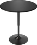 Magshion 31" Round Bar Table Height Adjustable 26"-35" Pub Table with Enlarged Base for Living Room Patio Bistro Café, Black