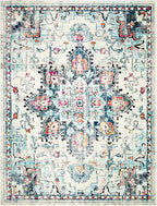 SAFAVIEH Area Rug 9x12 - Madison Collection - Large - Cream & Blue, Boho Chic Distressed Medallion Design, Non-Shedding & Easy to Clean, Ideal for Living Room, Bedroom, Dining Space (MAD473B)