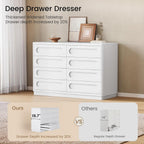White Dresser for Bedroom with 8 Drawers, 47.2" Wide Dresser for Closet with Deep Drawer, Large Wood TV Stand, Modern Chest of Drawers for Bedroom, Hallway