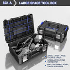 5 Tier Stackable Tool Box with Wheels,Rolling Tool Box with Drawers,Modular Tools Organizer,Portable Tool Box with Transparent Parts Box,Large Capacity Toolbox,for Garage Storage,Home and Repair Shop