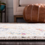 SAFAVIEH Madison Collection Area Rug - 12' Square, Cream & Multi, Boho Chic Distressed Design, Non-Shedding & Easy Care, Ideal for High Traffic Areas in Living Room, Bedroom (MAD611B)