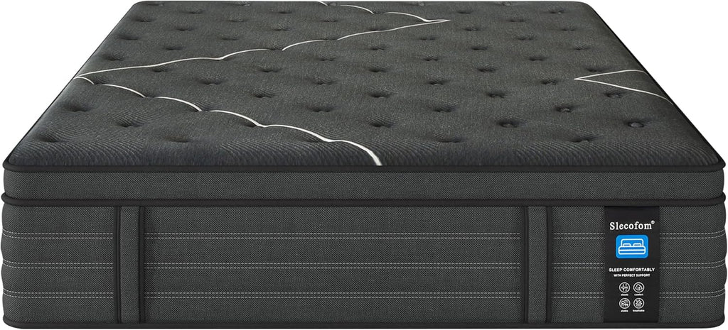 Extra Firm King Mattress, 14 Inch King Size Mattress,Luxurious Memroy Foam Hybrid Extra Lumbar Support, Back Pain Relief&Cool Sleep, Firm Foam Encased Edge,Motion Isolation,Fiberglass-Free