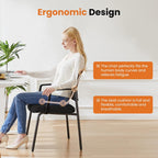 Sweetcrispy Mesh Back Stacking Arm Chairs, Upholstered Fabric Stacking Chairs, Sturdy Metal Office Chairs, Easy to Use and Store, Outdoor and Indoor, for Home, School, Party, Church, 2 Pack Black