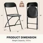 DUMOS Folding Chairs Sets of 10, 330lbs Plastic Stackable Portable Patio Dining Sets, Fold Up for Indoor Outdoor, Camping, Garden, Party, Meeting (Black)