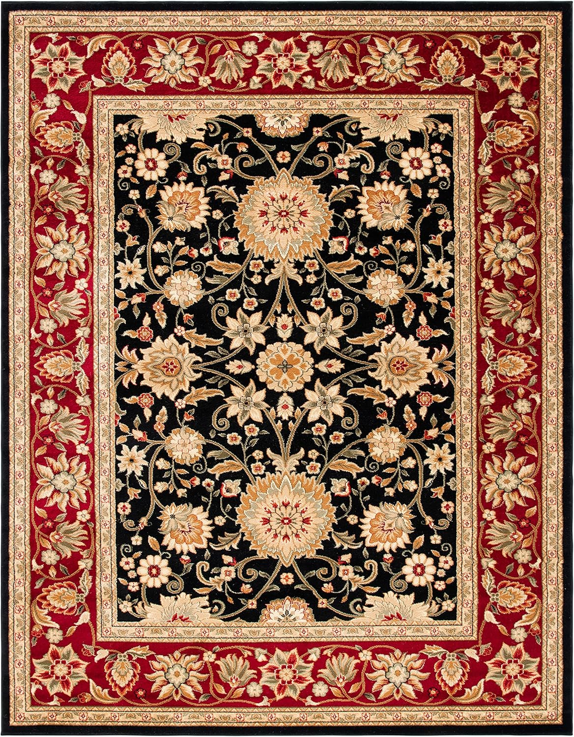 SAFAVIEH Lyndhurst Collection Area Rug - 9' x 12', Black & Red, Traditional Oriental Design, Non-Shedding & Easy Care, Ideal for High Traffic Areas in Living Room, Bedroom (LNH212G)