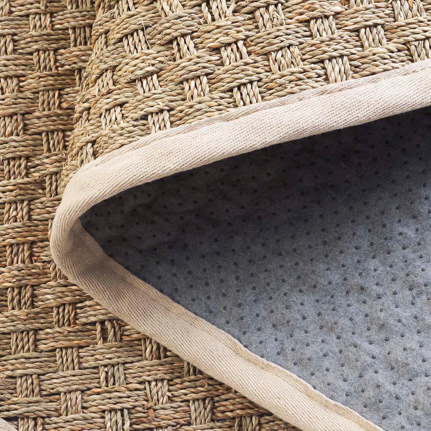SAFAVIEH Area Rug 9x12 - Natural Fiber Collection - Large - Natural & Ivory, Seagrass, Basketweave Pattern with Border (NF114J)