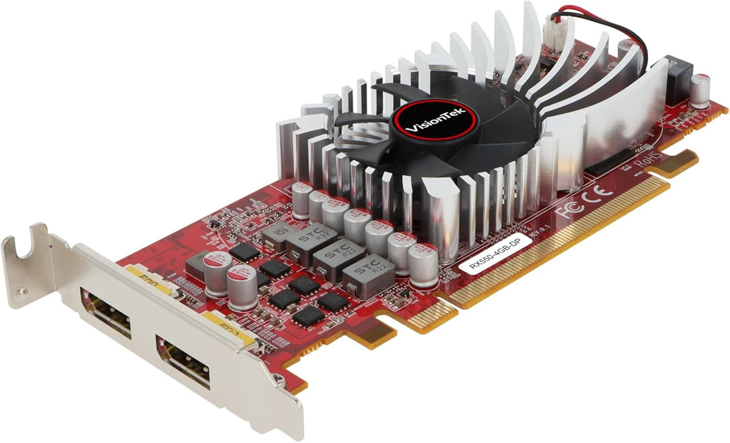 VisionTek AMD Radeon RX 550 4GB GDDR5 Low Profile Small Form Factor Video Graphics Card for PC ITX SFF HTPC 128-Bit DirectX 12, 50W Bus Power, PCI Express 3.0 x8, Dual DisplayPort