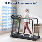 Treadmill for Senior at Home, Walking Jogging Running Pad Treadmill for Elderly, with Long Handrails, Heart Rate Monitor, Wide Running Belt, 2.5 HP, 300 LBS Capacity, PAD Stand & Cup Holder