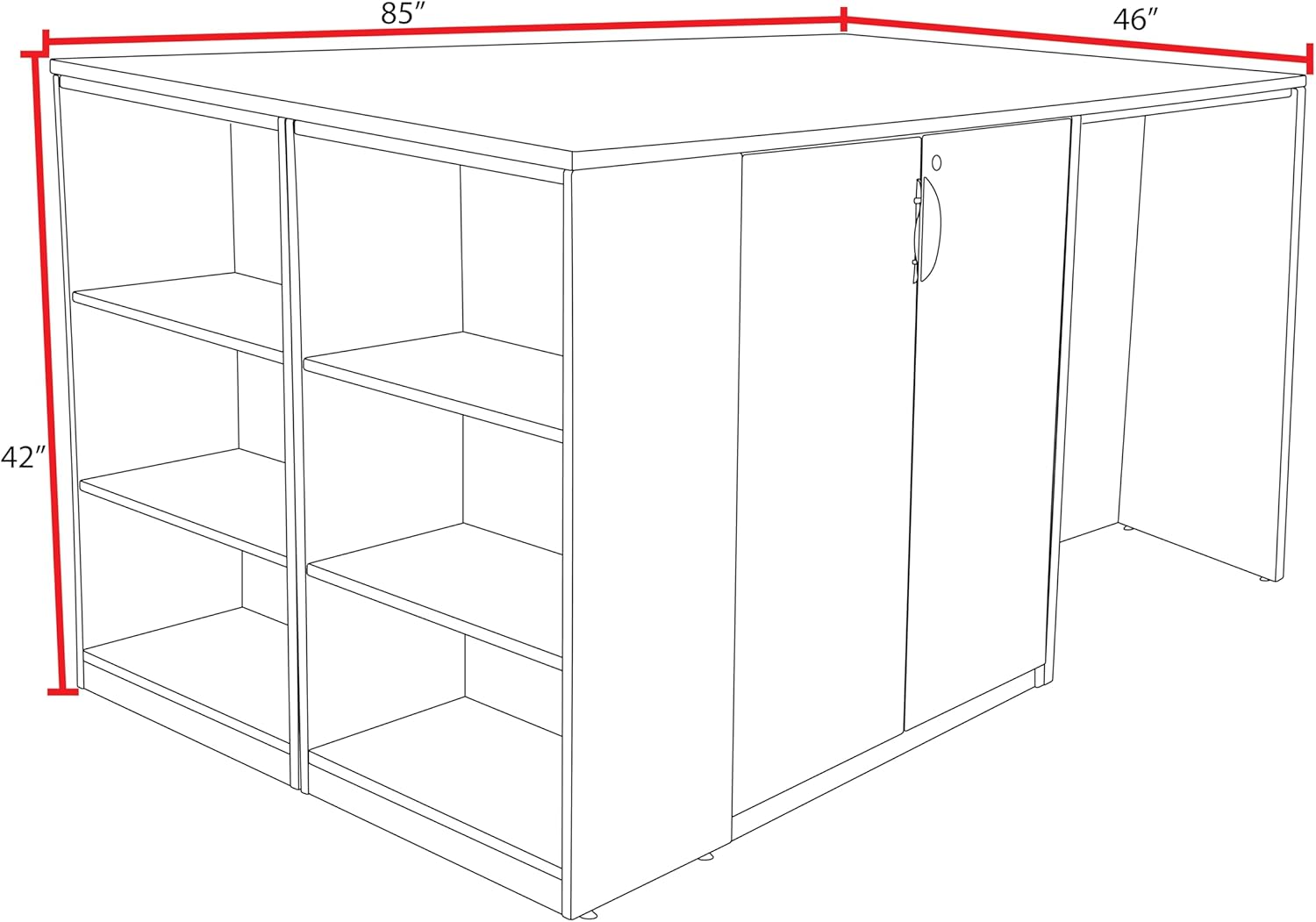 Regency Legacy Stand Up 2 Storage Cabinet/ 2 Desk Quad with Bookcase End- Cherry