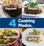 GE Countertop Microwave Oven,1, 200-watt Capacity, 2.0 Cubic Ft., 8 Auto Setting Cooking Settings, Child-Lock Technology, Kitchen Essentials for the Countertop, Dorm Room or Apartment, Stainless Steel
