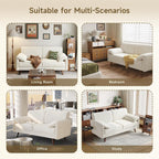 ONBRILL 64.5" Loveseat Sofa, Chenille Loveseat Couch for Living Room, 23.2" Deep Seat Love Seat with Padded Arms, Comfy Modern Small Couches for Bedroom, Small Spaces, Dorms, Office, Beige