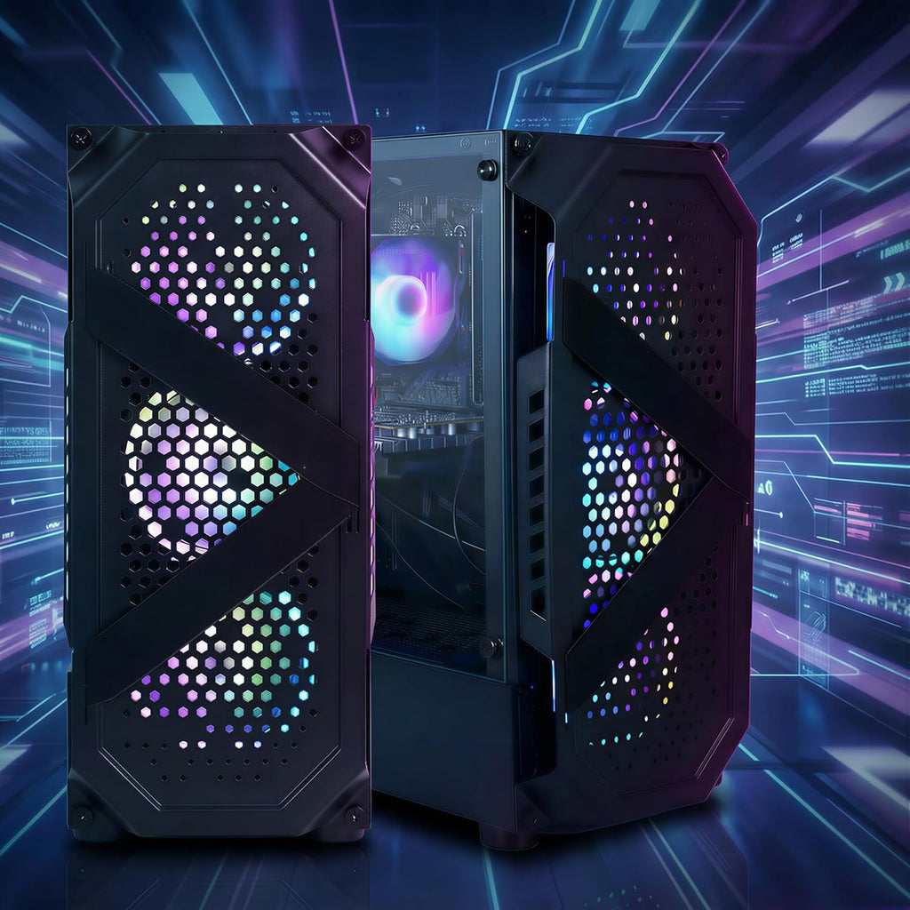 STGAubron Gaming PC Desktop Computer  AMD Ryzen 5 5500 up to 4.2G  Radeon RX 6500 4G  16GB DDR4  512GB SSD  WiFi 6  BT 5.2  RGB Fan x4  Windows 11 Home