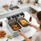 12L Electric Deep Fryer with Basket, 2500W Countertop Oil Fryer with Timer & Adjustable Temperature, Stainless Steel Frying Pot for Home Cooking