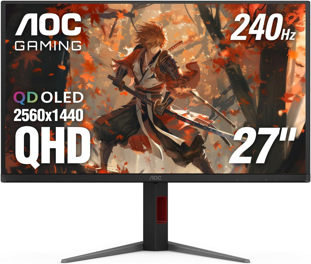 AOC Q27G4ZD 27" QD OLED Gaming Monitor  QHD 2560 x 1440  240Hz 0.03ms  HDMI 2.0 x2  Display Port x2  G-Sync Compatible  Console Gaming Ready  3-Year Zero-Bright-Dot