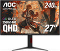 AOC Q27G4ZD 27" QD OLED Gaming Monitor  QHD 2560 x 1440  240Hz 0.03ms  HDMI 2.0 x2  Display Port x2  G-Sync Compatible  Console Gaming Ready  3-Year Zero-Bright-Dot