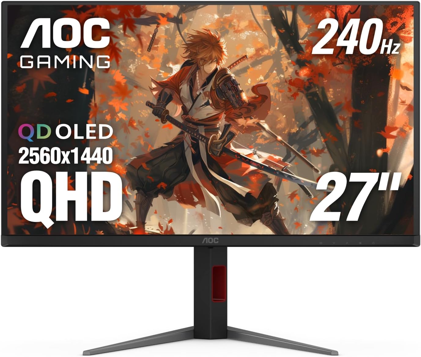 AOC Q27G4ZD 27" QD OLED Gaming Monitor  QHD 2560 x 1440  240Hz 0.03ms  HDMI 2.0 x2  Display Port x2  G-Sync Compatible  Console Gaming Ready  3-Year Zero-Bright-Dot