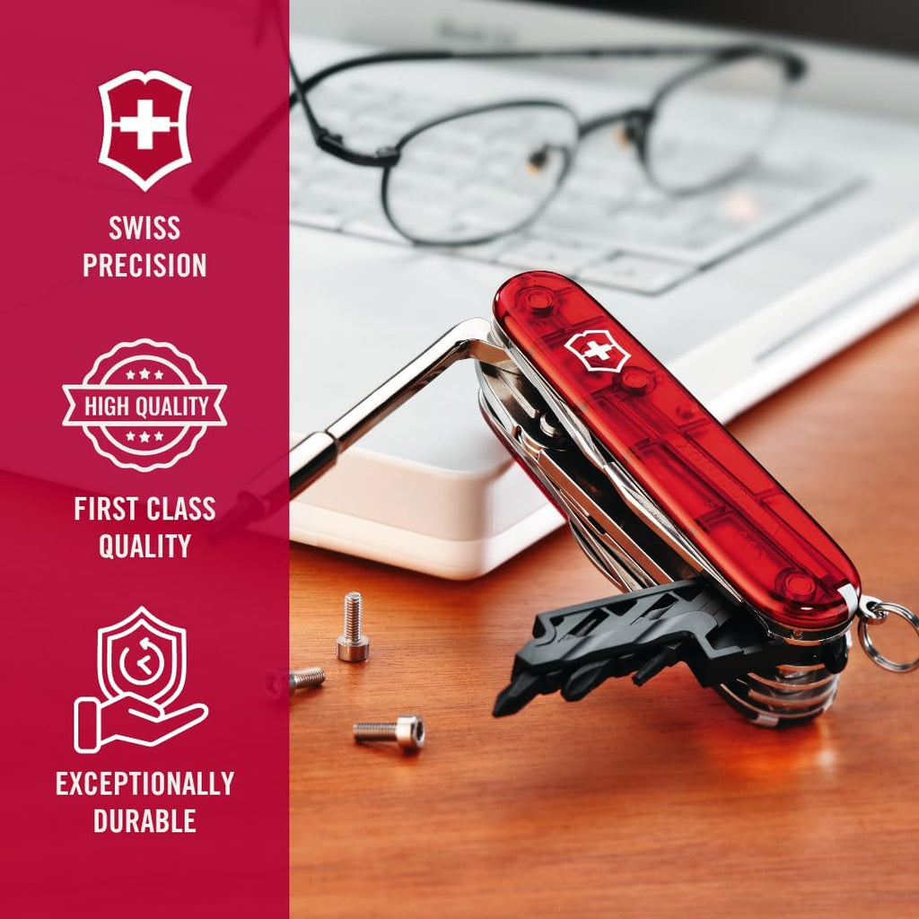 Victorinox Cyber Tool M 32 Functions Swiss Army Medium Pocket Knife with Fold-Out Bit Case, Ruby