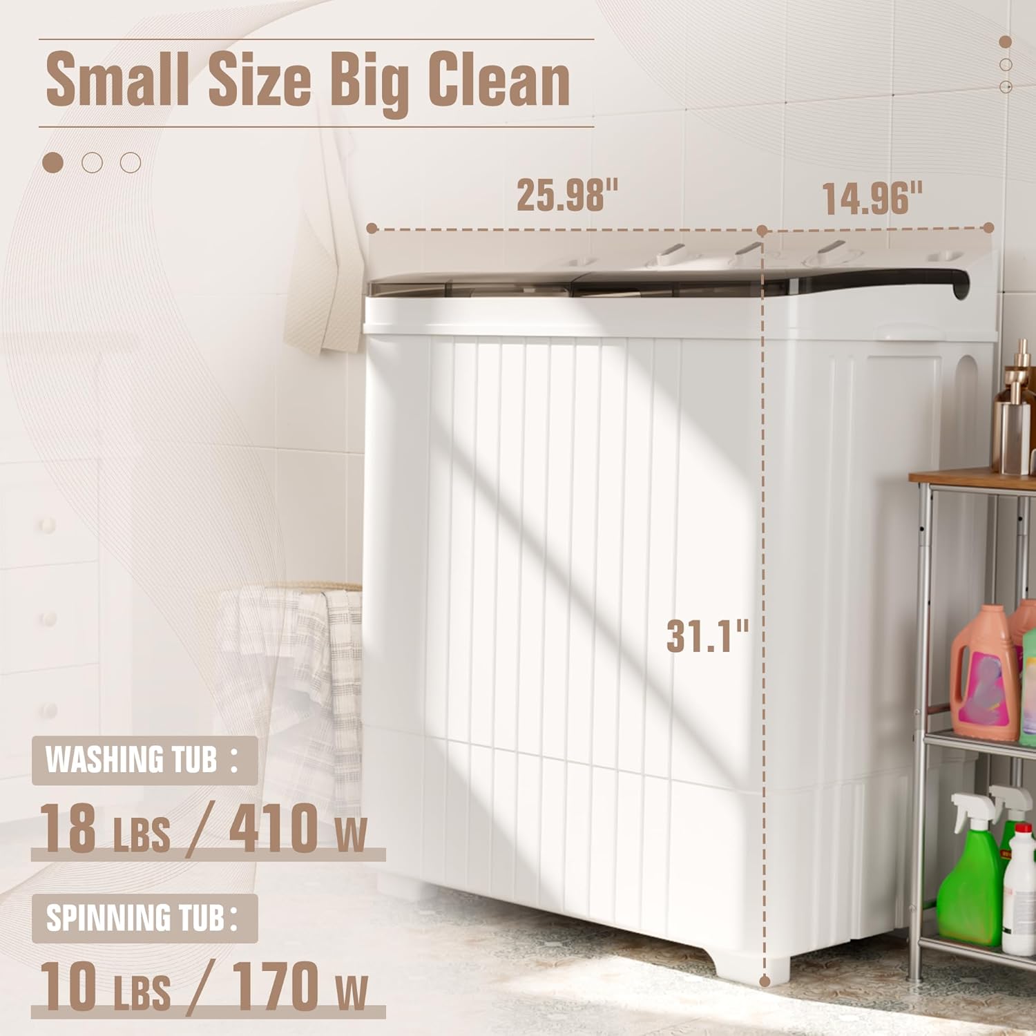 Portable Washing Machine, Twin Tub 28 Lbs Capacity Laundry, Mini Compact Washer and Spin Dryer Combo with Spin Cycle for Home, RVs, Apartment, Grey
